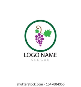 Grapes logo template vector icon illustration design