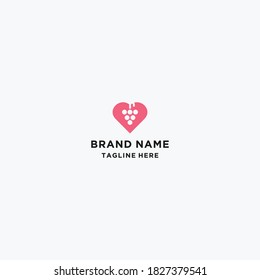 grapes love logo vector design template