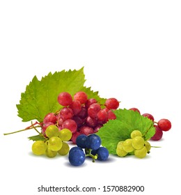Grapes low poly. Fresh, nutritious, tasty grapes. Delicious and healthy dessert. Elements for label design. Fruits ingredients in triangulation technique. Vector illustration.