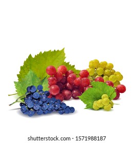 Grapes low poly. Fresh, nutritious, tasty grapes. Delicious and healthy dessert. Elements for label design. Fruits ingredients in triangulation technique. Vector illustration.