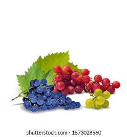 Grapes low poly. Fresh, nutritious, tasty grapes. Delicious and healthy dessert. Elements for label design. Fruits ingredients in triangulation technique. Vector illustration.