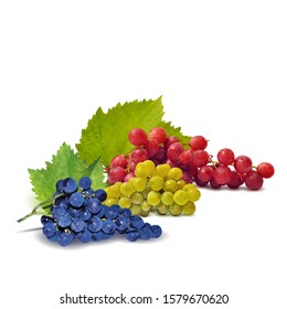 Grapes low poly. Fresh, nutritious, tasty grapes. Delicious and healthy dessert. Elements for label design. Fruits ingredients in triangulation technique. Vector illustration.