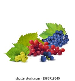 Grapes low poly. Fresh, nutritious, tasty grapes. Delicious and healthy dessert. Elements for label design. Fruits ingredients in triangulation technique. Vector illustration.