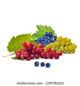 Grapes low poly. Fresh, nutritious, tasty grapes. Delicious and healthy dessert. Elements for label design. Fruits ingredients in triangulation technique. Vector illustration.