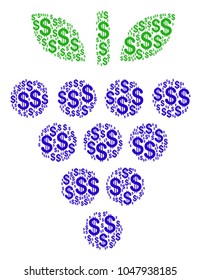 Grapes mosaic of american dollars. Vector dollar pictograms are grouped into grapes illustration.