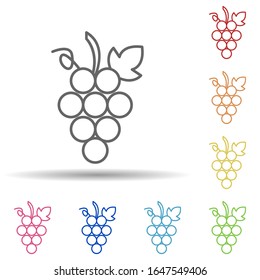 Uvas en un icono de estilo multicolor. Línea delgada simple, contorno vectorial de iconos de frutas para ui y ux, sitio web o aplicación móvil