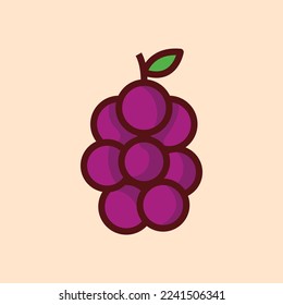 Grapes on a background isolated. Vector illustration grapes sticker, grapes icon. 