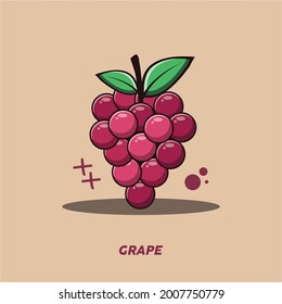 Grapes on vector illustration, simple and cute. Suitable for children's books or content that displays a simple and funny impression or for your juice product design.