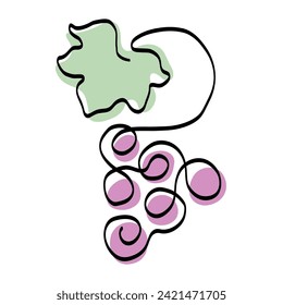 Grapes one line artistic vector illustration