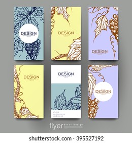 grapes ornament vector brochure template. Flyer Layout. Creative modern design