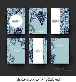 grapes ornament vector brochure template. Flyer Layout. Creative modern design