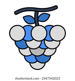 Icono de contorno de uvas, vector modificable