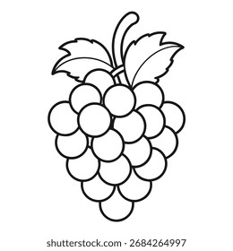 Ilustración vectorial de contorno de uvas sobre fondo blanco