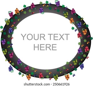 Grapes oval frame with green leaves for your design