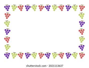Marco de patrón de uvas. Diseño colorido. Ilustración vectorial. 
