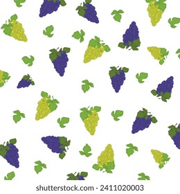 Grapes pattern. Fruit pattern. Fruit mixture background. Texture for fashionable clothing print. Design of greeting cards, posters, patches, prints on clothes, emblems. Grape.