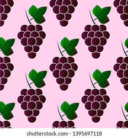 Grapes pattern, vector illustration. Juicy bright grape design template. Fruit background. Vector EPS 10.