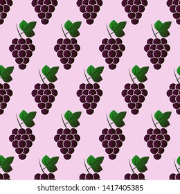 Grapes pattern, vector illustration. Juicy bright grape design template. Fruit background. Vector EPS 10.