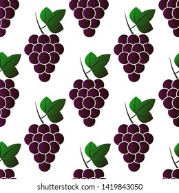 Grapes pattern, vector illustration. Juicy bright grape design template. Fruit background. Vector EPS 10.