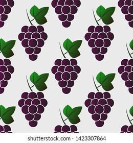 Grapes pattern, vector illustration. Juicy bright grape design template. Fruit background. Vector EPS 10.