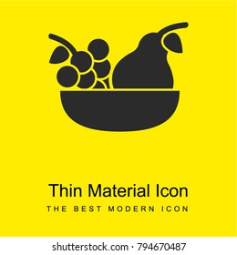 Grapes and pear on a platter bright yellow material minimal icon or logo design