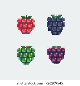 grapes pixel art icons set, vector illustration.