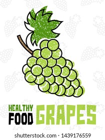 Grapes Poster Design. Vector Illustration.