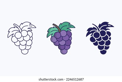 Grapes purple vector icon illustration