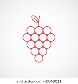 Grapes Red Line Icon On White Background