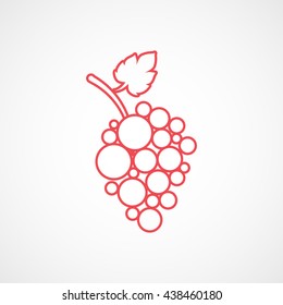 Grapes Red Line Icon On White Background