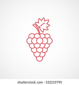 Grapes Red Line Icon On White Background