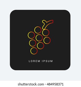 Grapes Red & Orange gradient attractive line thin icon / logo design