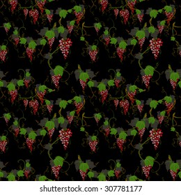 grapes seamless background. colorful vector illustration