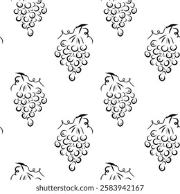 Grapes Seamless Pattern, cluster of grapes monochrome pattern