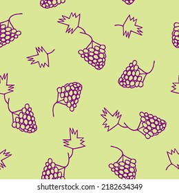 grapes seamless pattern hand drawn in doodle. fruits in a simple line style.