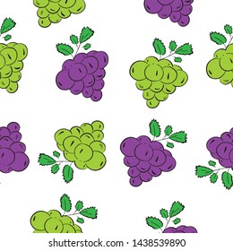 Grapes seamless pattern on white background vector illustration 