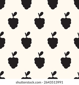 Grapes. Seamless pattern. Silhouette design. Vector hand drawn illustration.