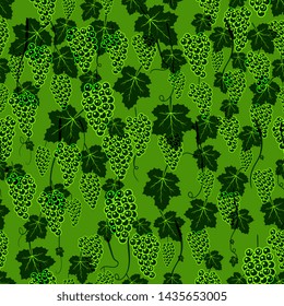 grapes seamless pattern. Vector drawing. Isolated grapes sketch style. Summer,autumn fruit background.  hand drawn vegetarian food. Great for packaging design, tea or juice label, print