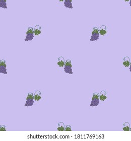 Grapes seamless pattern.doodle drawing of fruit in minimalism style.Yellow fruit. Flat design cartoon style organic healthy food.texture for web, covers, decoration,wrapping,textile.