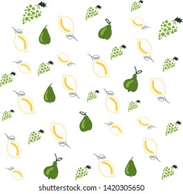 Grapes set. lemons. Vector illustration.