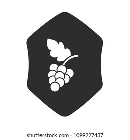 grapes and shield. white icon and black shield. Designed for wine shop, wine shop, winery