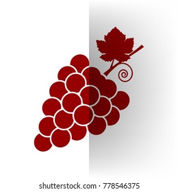 Grapes sign illustration. Vector. Bordo icon on white bending paper background.