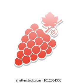 Grapes sign illustration. Vector. Reddish icon with white and gray shadow on white background. Isolated.