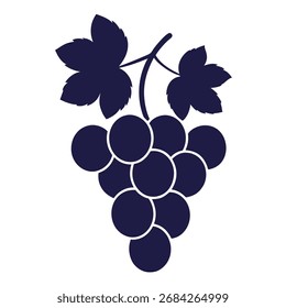 Grapes Silhouette Vector on White Background