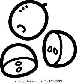 Icono e ilustración de Vector doodle de rebanada de uvas