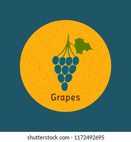 Grapes sticker on a texture background.