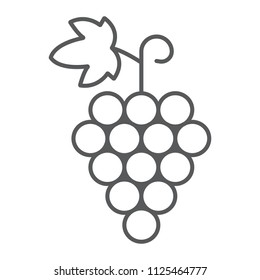 Grapes thin line icon, fruit and vitamin, vine sign, vector graphics, a linear pattern on a white background, eps 10.