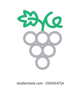 grapes vector colour line icon