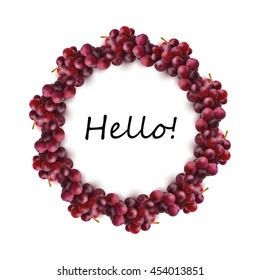 Grapes vector frame. 
Circle grapes illustration. There is place for your text in the center.