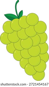 Icono de Vector de uvas, Vector de uvas, ilustración de uvas de Vector verde con sus hojas, racimo de uvas 